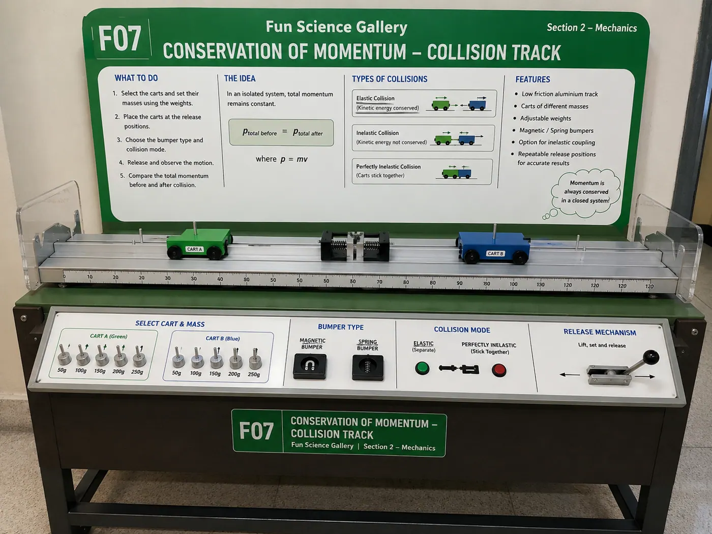 Conservation of Momentum Collision Track — attraction or exhibit image Conservation of Momentum Collision Track — attraction or exhibit image